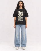 Mockup Boxy Heavyweight Tee Black female full-body 07