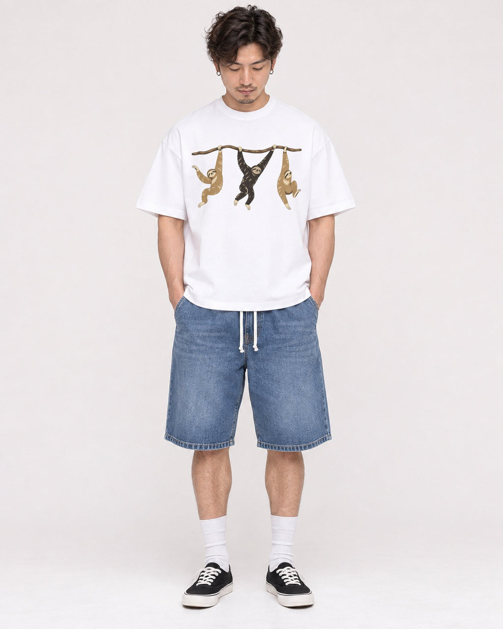 Mockup Boxy Heavyweight Tee White male full-body 03