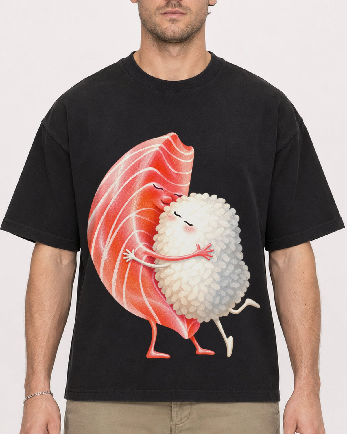 Mockup Boxy Heavyweight Tee Black male close-up 08