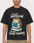 Mockup Boxy Heavyweight Tee Black male close-up 40