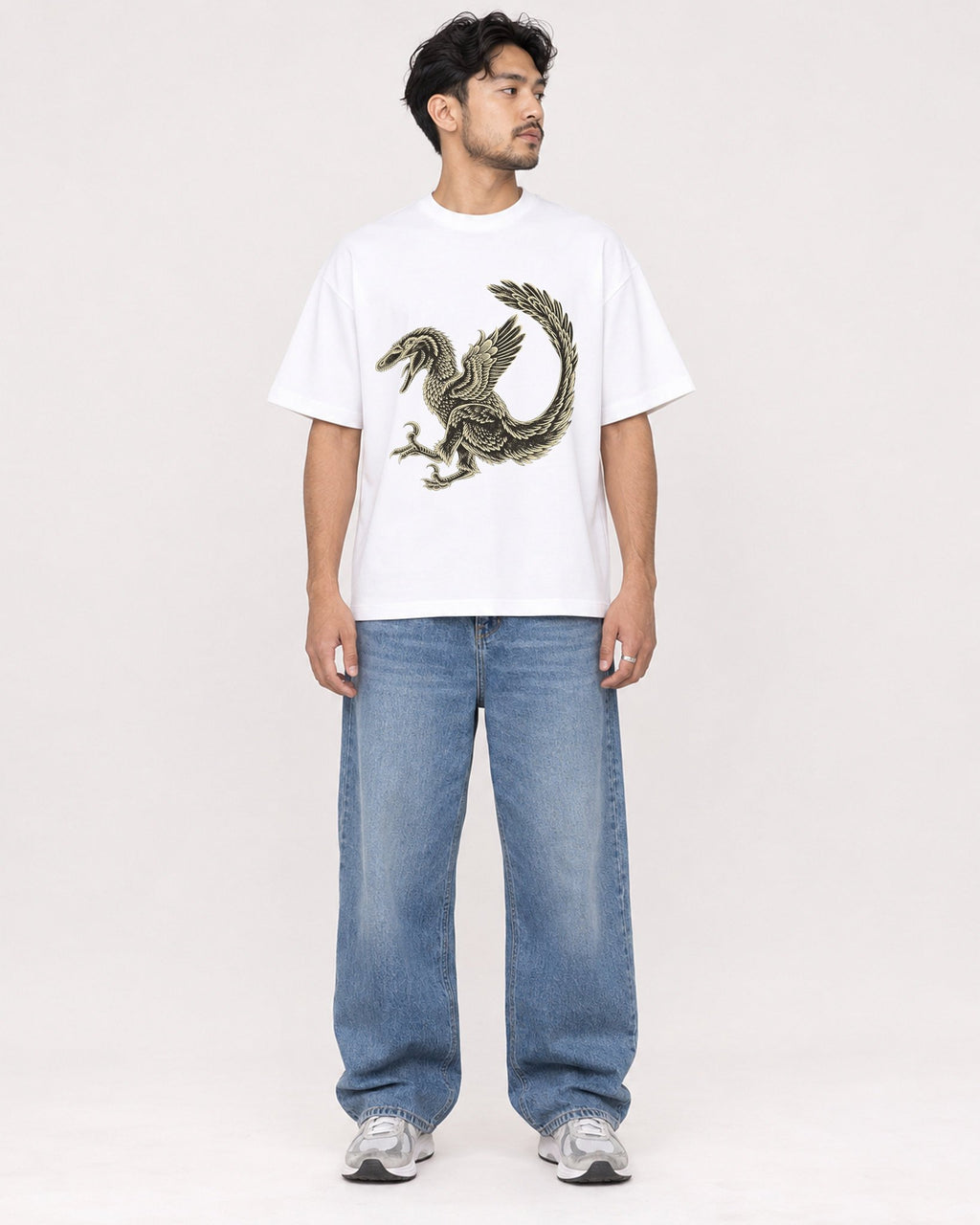 Mockup Boxy Heavyweight Tee White male full-body 02