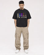 Mockup Boxy Heavyweight Tee Black male full-body 12