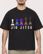 Mockup Boxy Heavyweight Tee Black male close-up 12