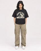 Mockup Boxy Heavyweight Tee Black female full-body 22