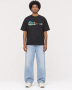 Mockup Boxy Heavyweight Tee Black male full-body 45