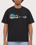 Mockup Boxy Heavyweight Tee Black male close-up 45