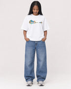 Mockup Boxy Heavyweight Tee White female full-body 45