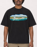Mockup Boxy Heavyweight Tee Black male close-up 04