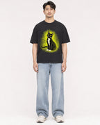 Mockup Boxy Heavyweight Tee Black male full-body 13