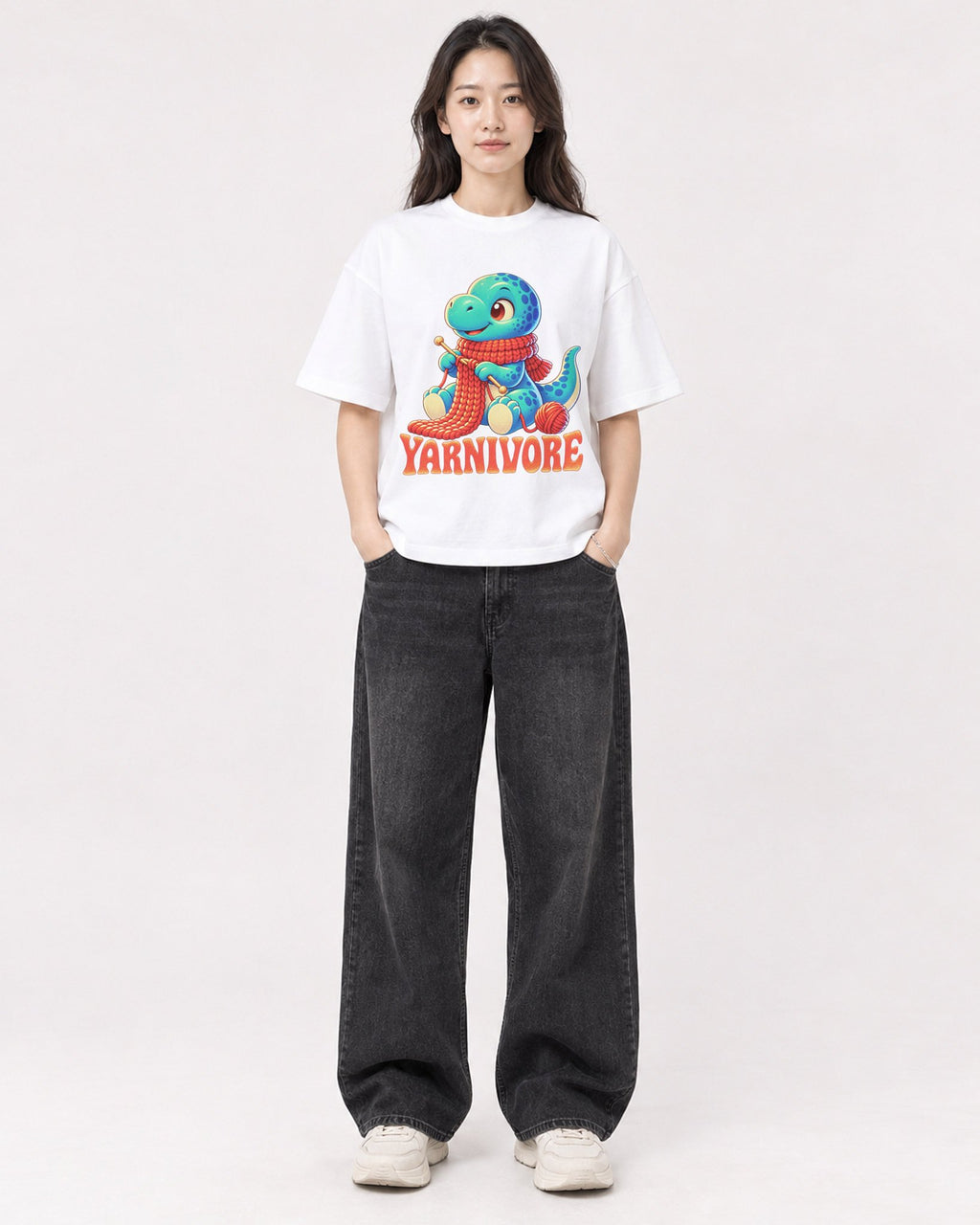 Mockup Boxy Heavyweight Tee White female full-body 03
