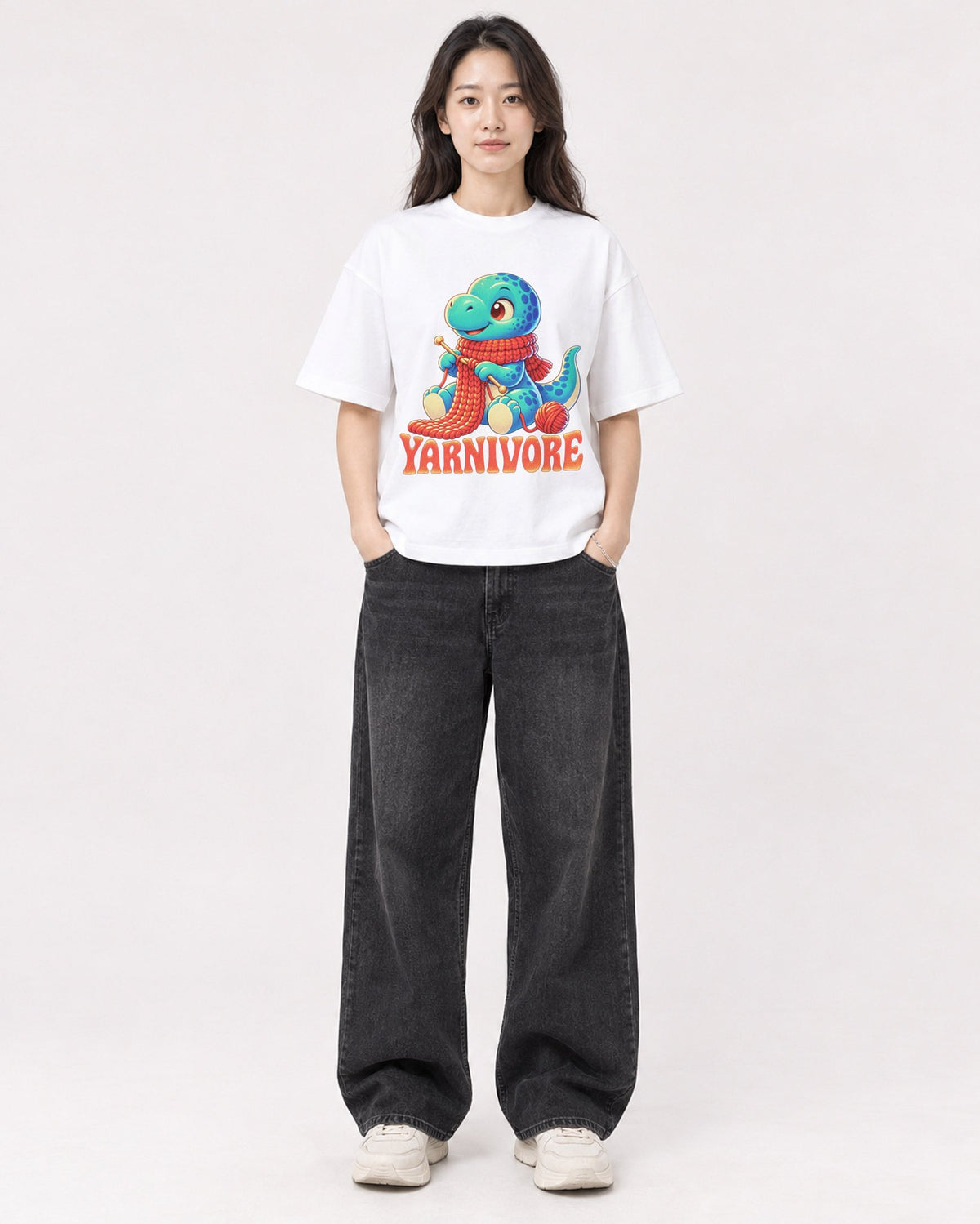 Mockup Boxy Heavyweight Tee White female full-body 03