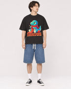 Mockup Boxy Heavyweight Tee Black male full-body 03