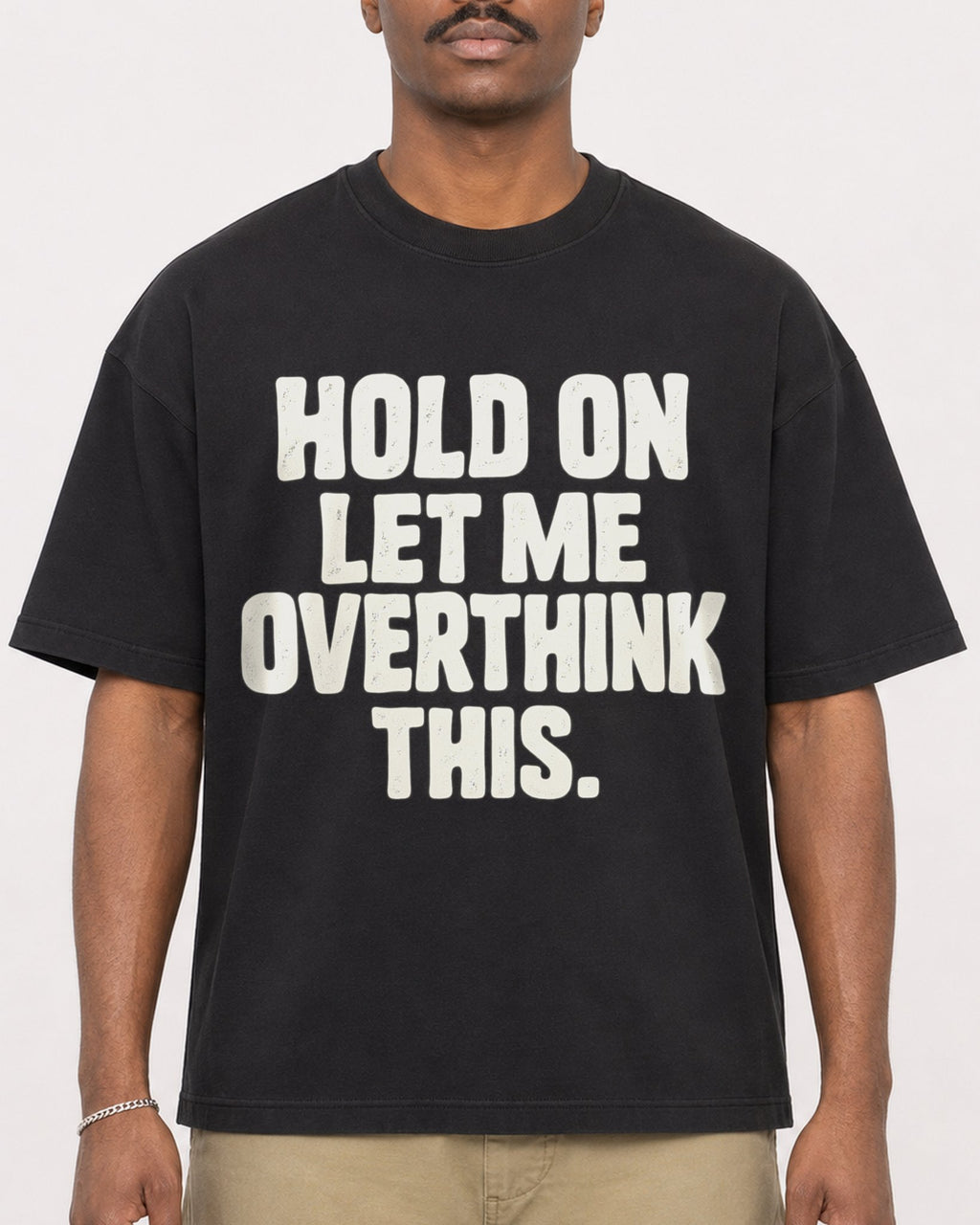 Mockup Boxy Heavyweight Tee Black male close-up 44