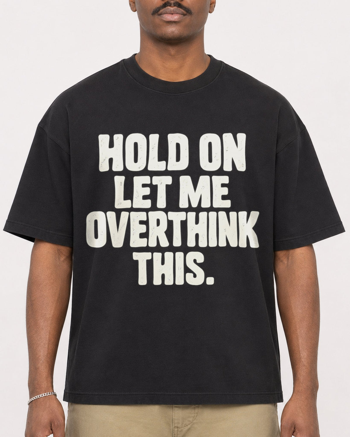 Mockup Boxy Heavyweight Tee Black male close-up 44