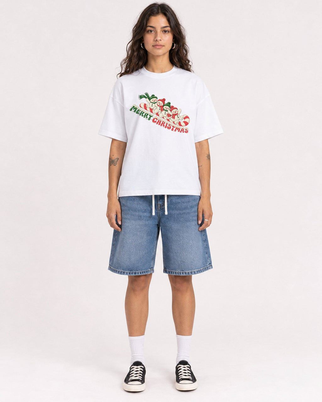Mockup Boxy Heavyweight Tee White female full-body 06