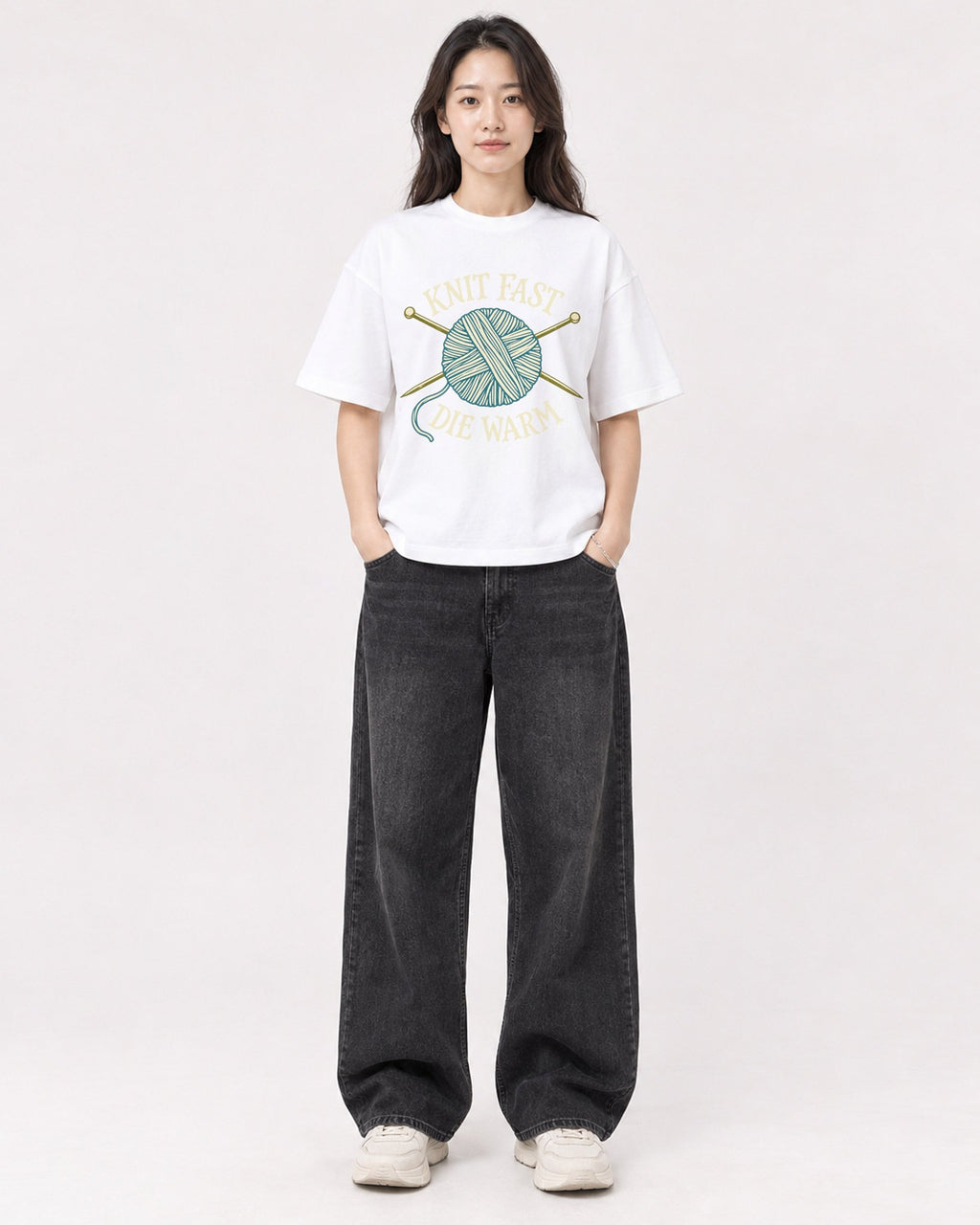 Mockup Boxy Heavyweight Tee White female full-body 03