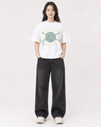 Mockup Boxy Heavyweight Tee White female full-body 03