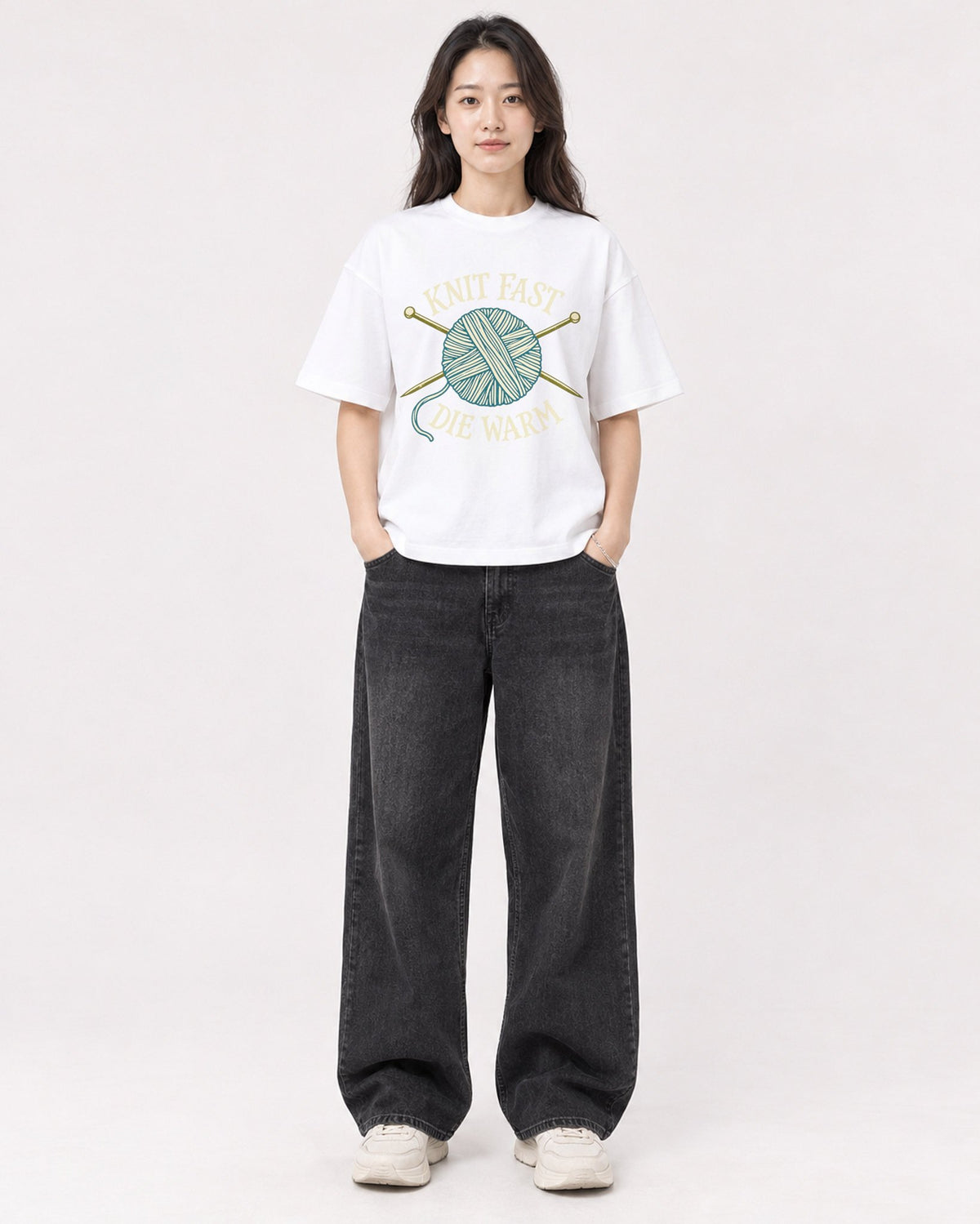 Mockup Boxy Heavyweight Tee White female full-body 03
