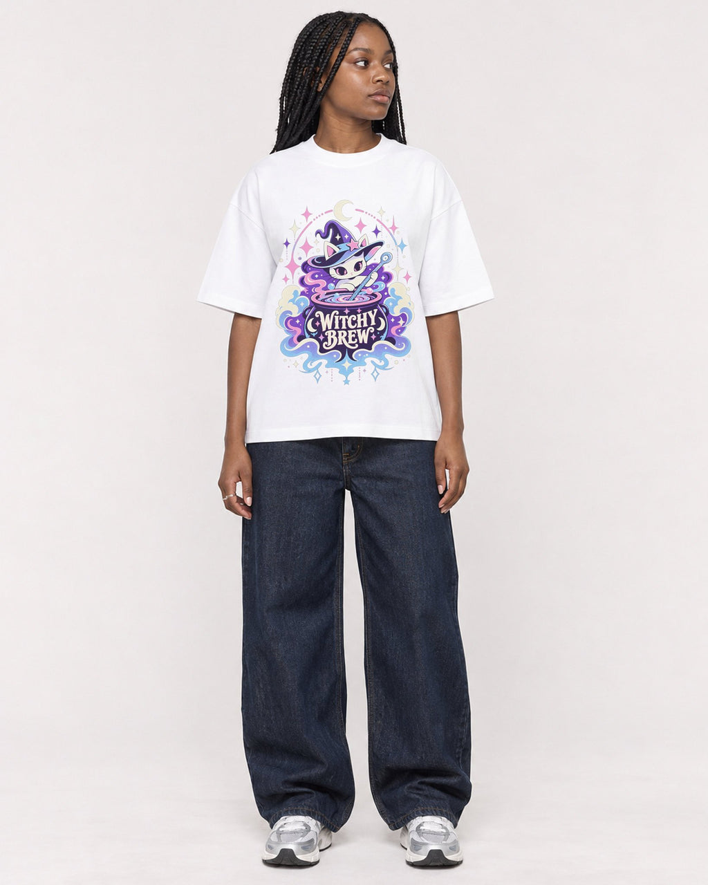 Mockup Boxy Heavyweight Tee White female full-body 04