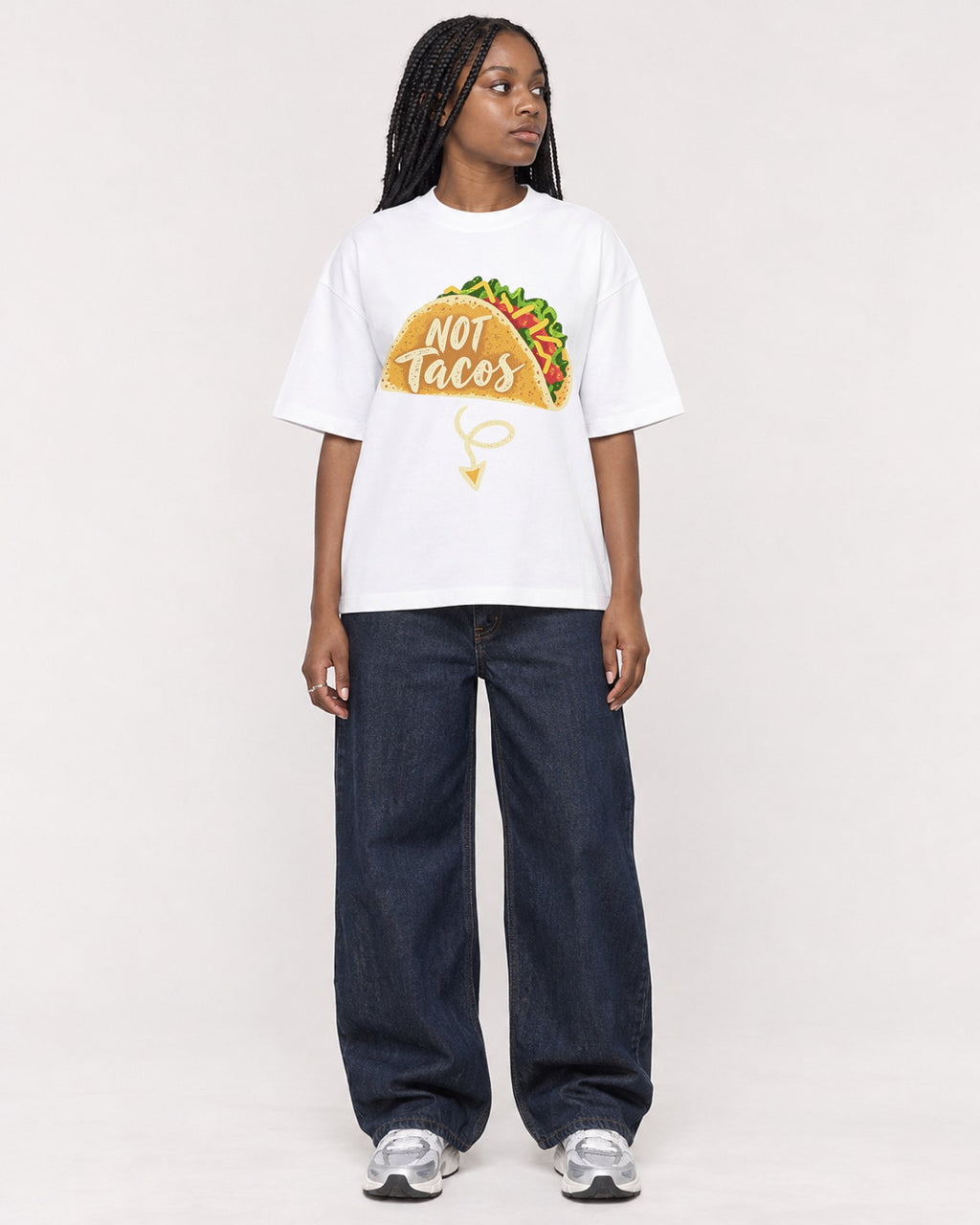 Mockup Boxy Heavyweight Tee White female full-body 04