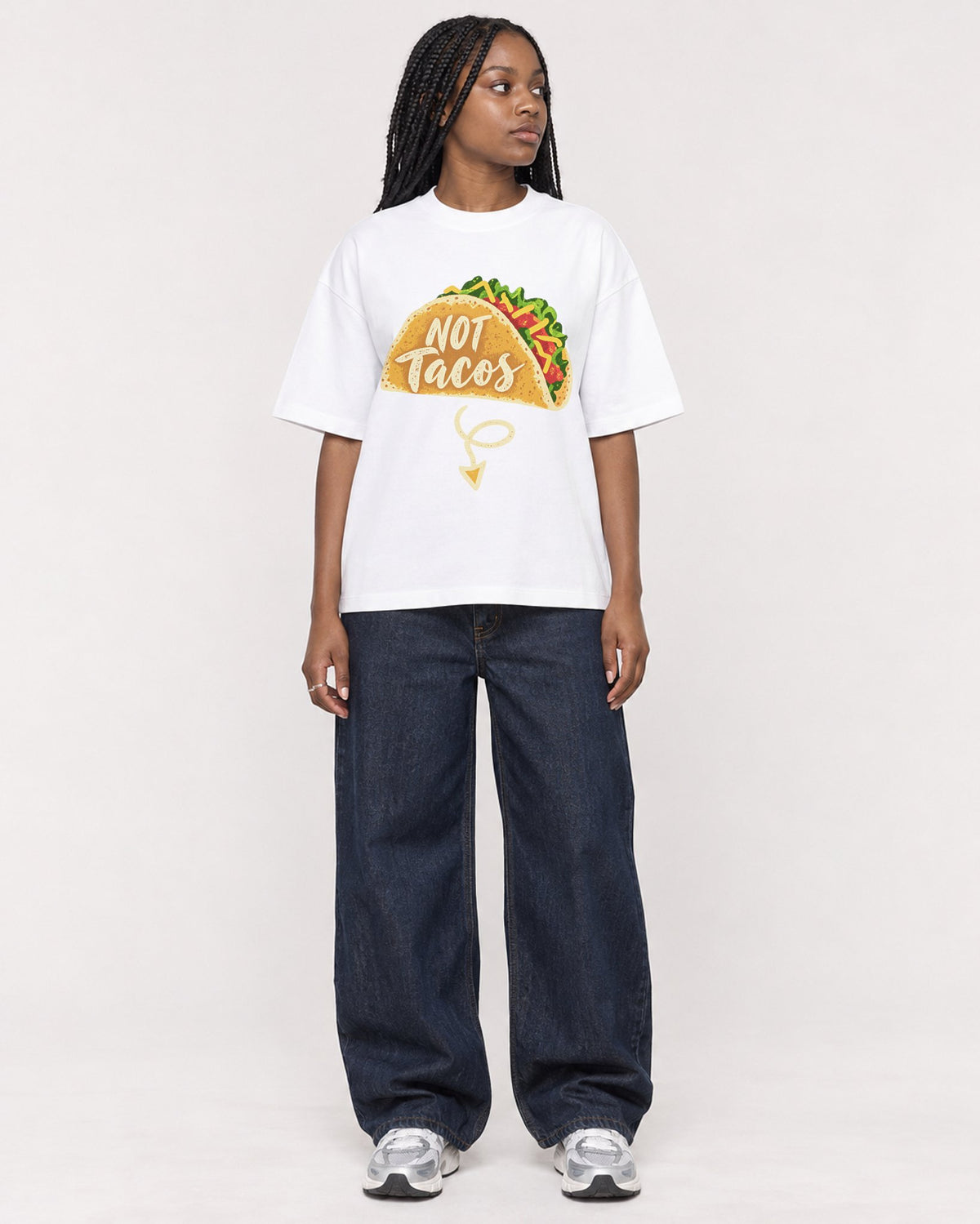 Mockup Boxy Heavyweight Tee White female full-body 04