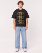 Mockup Boxy Heavyweight Tee Black male full-body 09