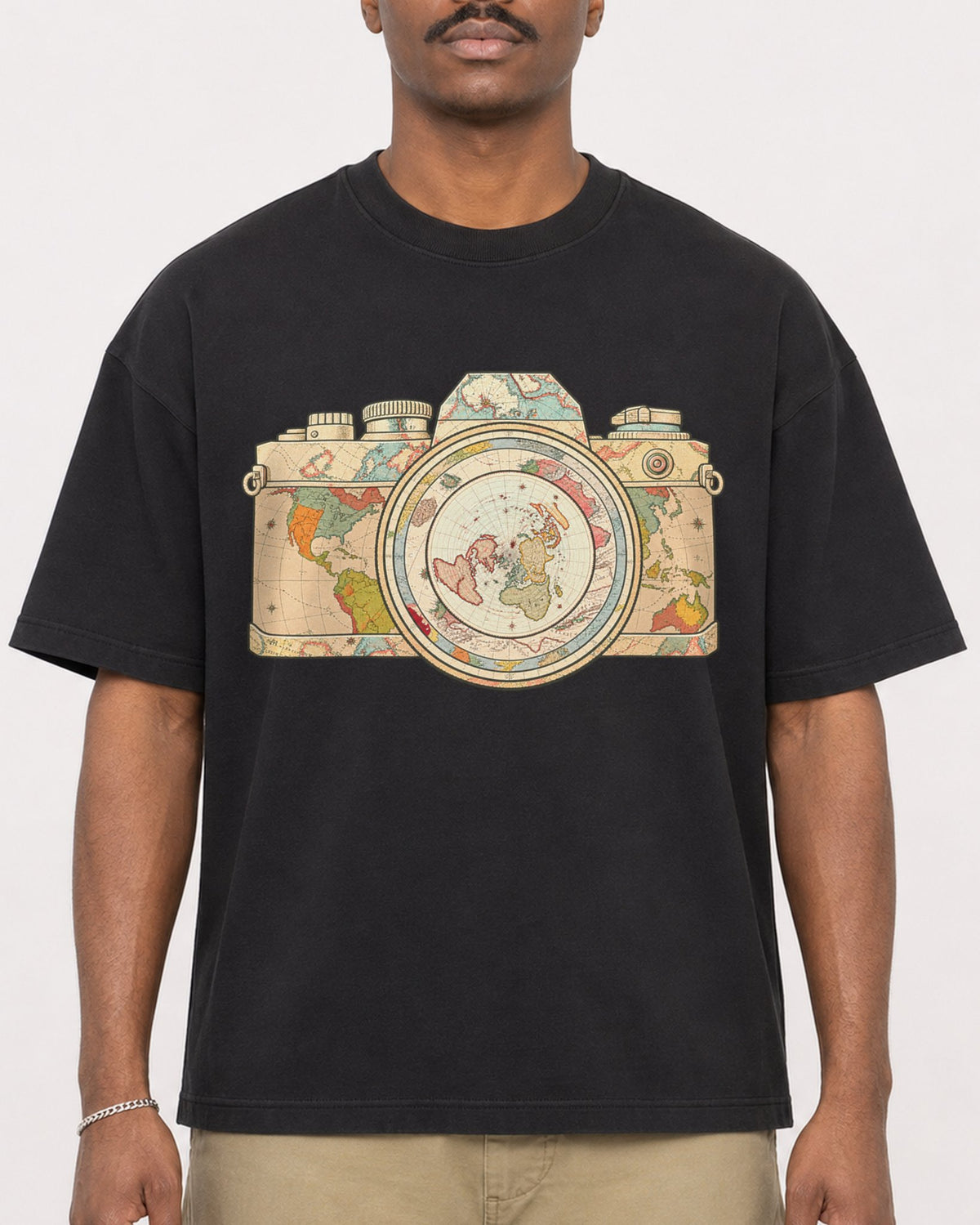 Mockup Boxy Heavyweight Tee Black male close-up 44