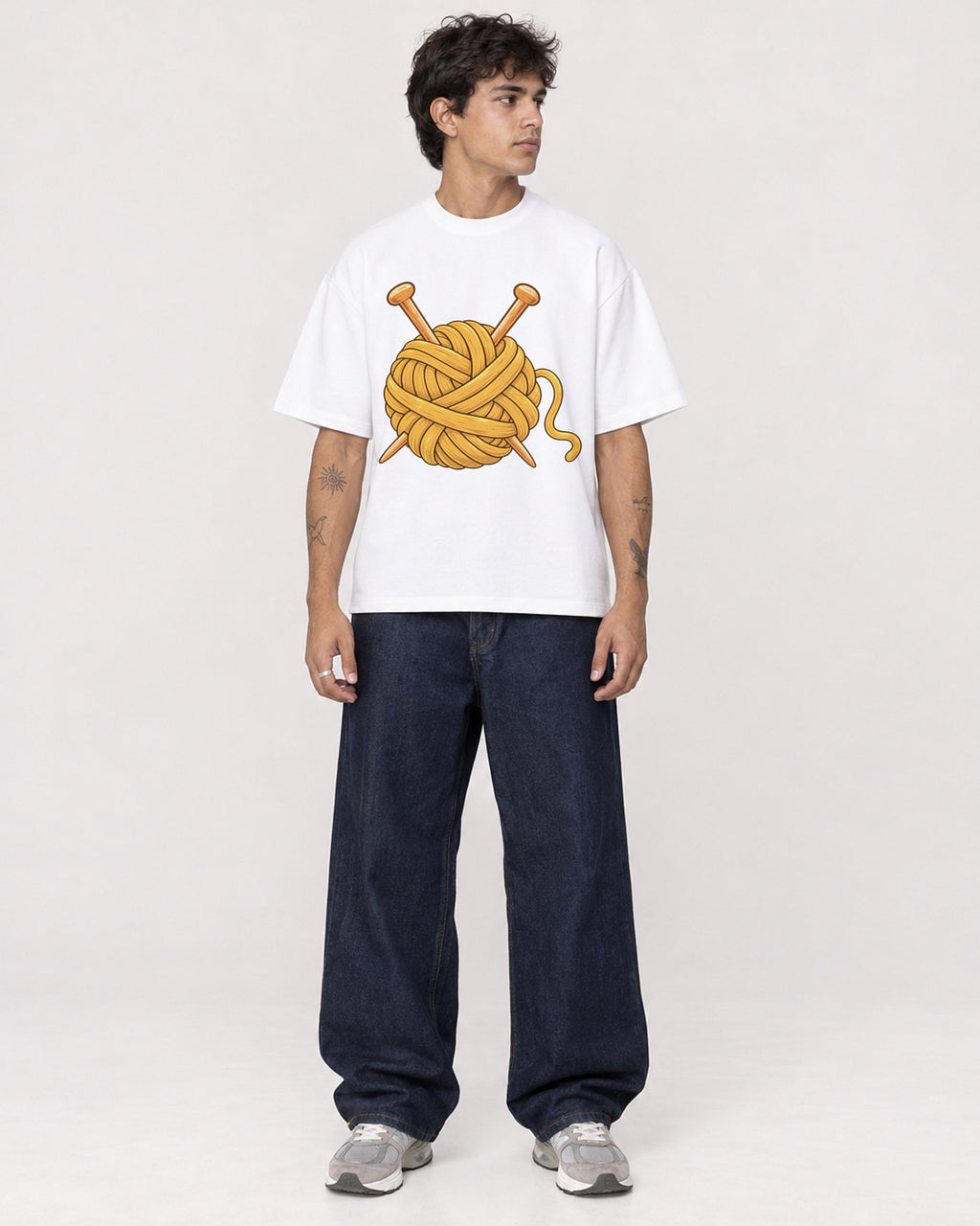Mockup Boxy Heavyweight Tee White male full-body 06