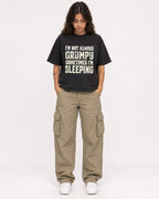 Mockup Boxy Heavyweight Tee Black female full-body 06