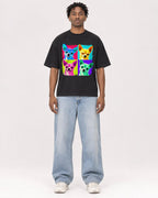 Mockup Boxy Heavyweight Tee Black male full-body 05