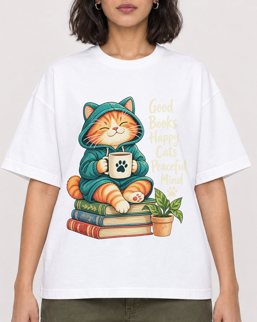 Mockup Boxy Heavyweight Tee White female close-up 37