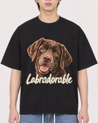 Mockup Boxy Heavyweight Tee Black male close-up 11