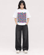 Mockup Boxy Heavyweight Tee White female full-body 13