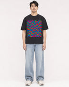 Mockup Boxy Heavyweight Tee Black male full-body 13