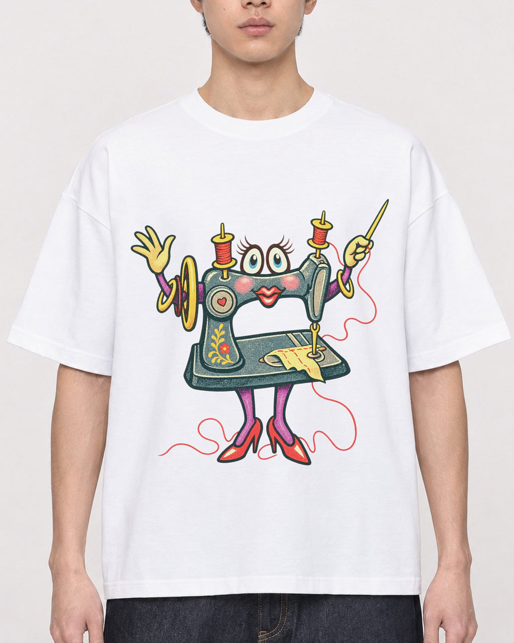 Mockup Boxy Heavyweight Tee White male close-up 01