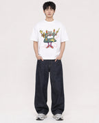 Mockup Boxy Heavyweight Tee White male full-body 01