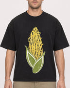 Mockup Boxy Heavyweight Tee Black male close-up 08