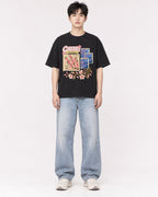 Mockup Boxy Heavyweight Tee Black male full-body 01