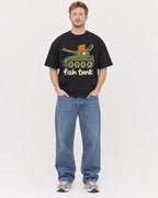 Mockup Boxy Heavyweight Tee Black male full-body 38