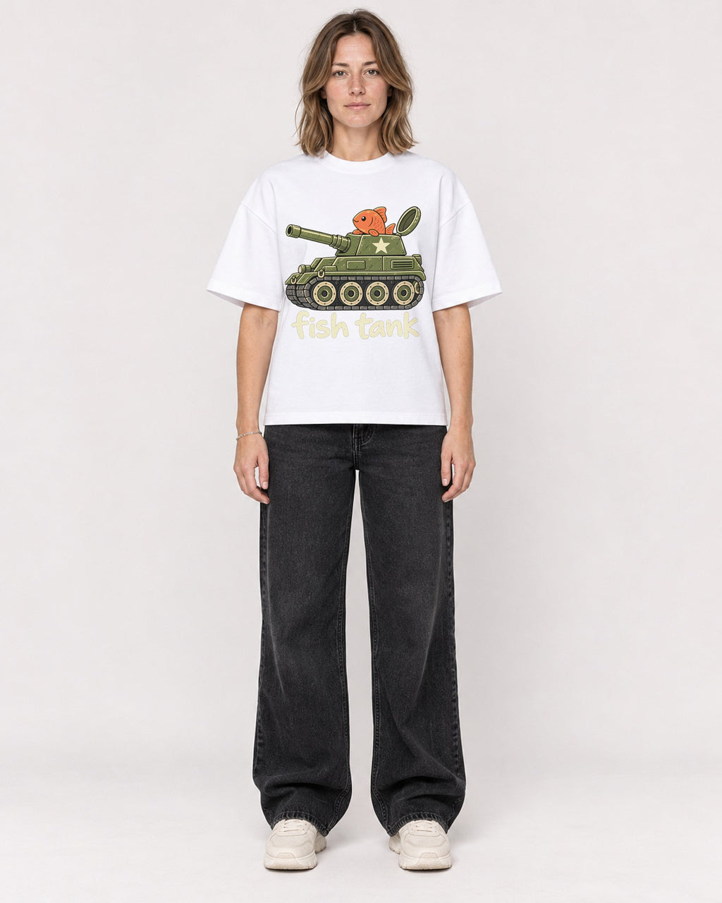 Mockup Boxy Heavyweight Tee White female full-body 38