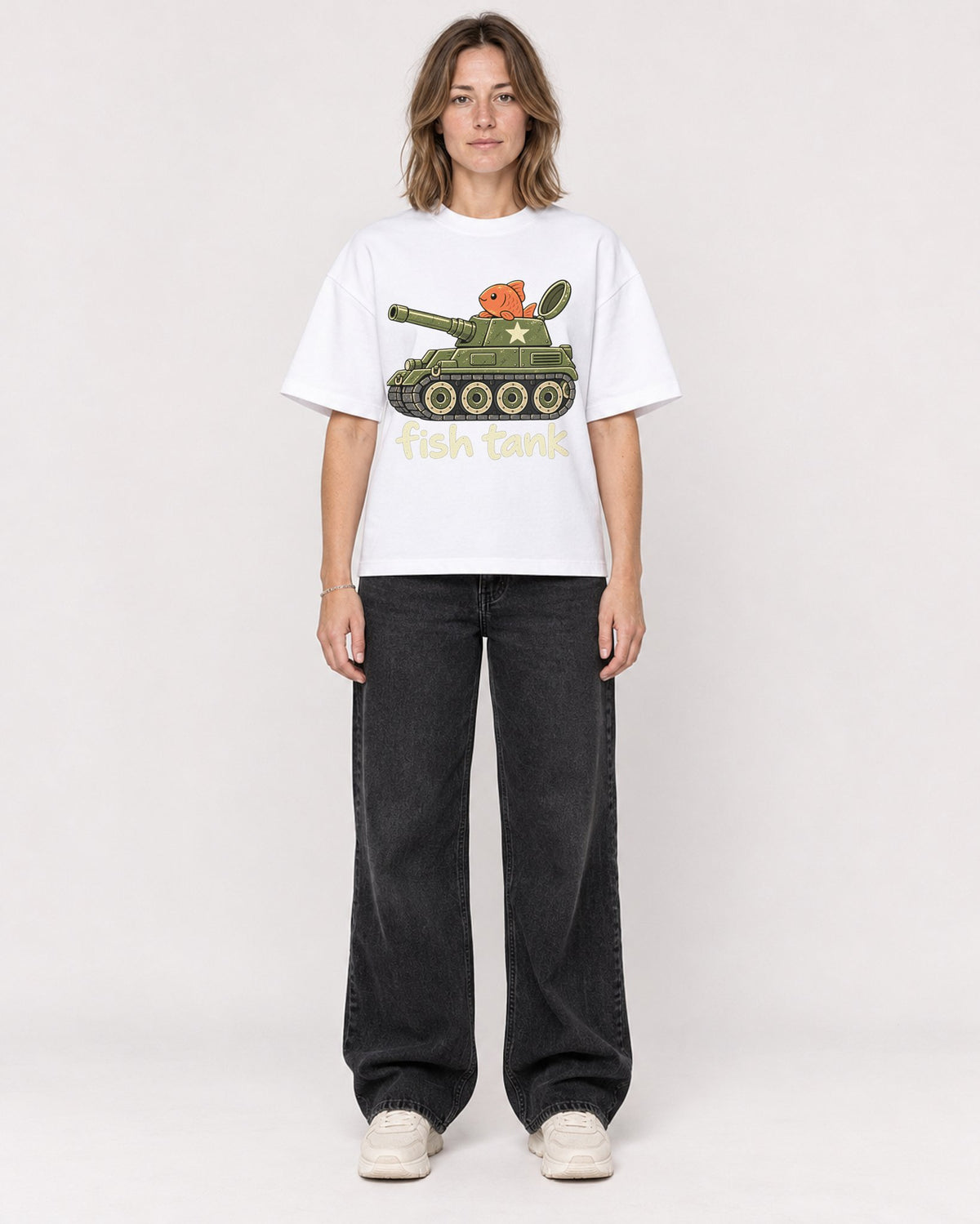 Mockup Boxy Heavyweight Tee White female full-body 38