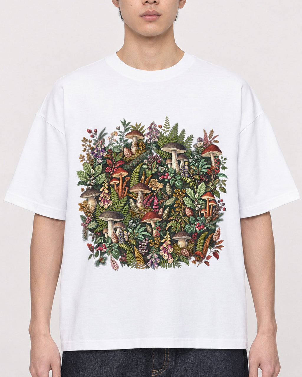 Mockup Boxy Heavyweight Tee White male close-up 01