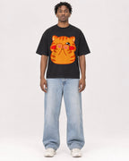 Mockup Boxy Heavyweight Tee Black male full-body 05