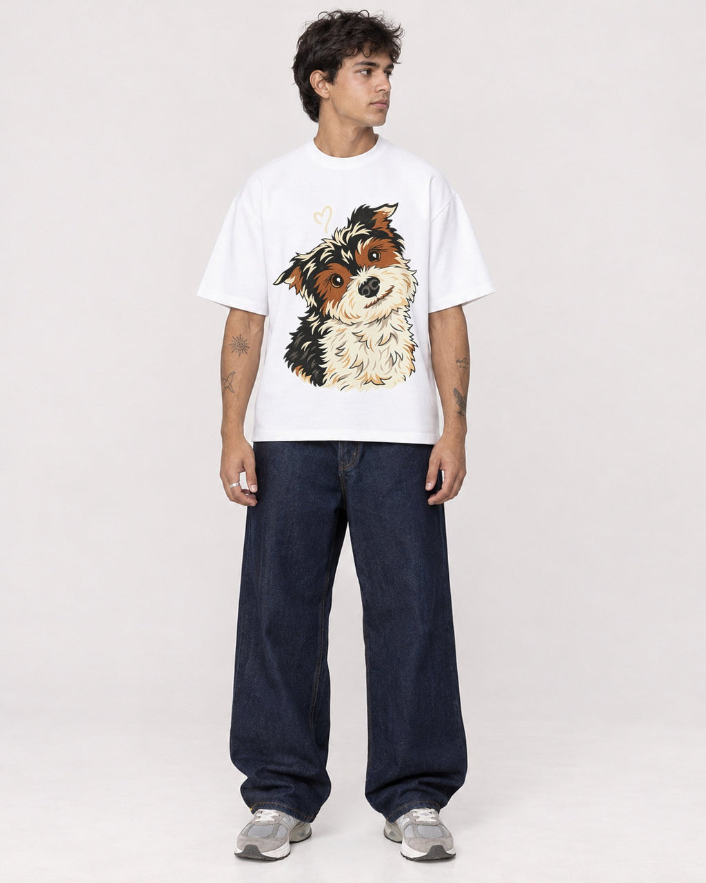 Mockup Boxy Heavyweight Tee White male full-body 06