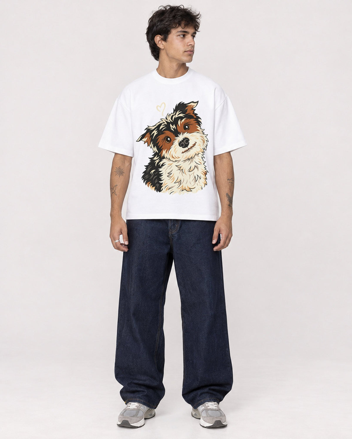 Mockup Boxy Heavyweight Tee White male full-body 06