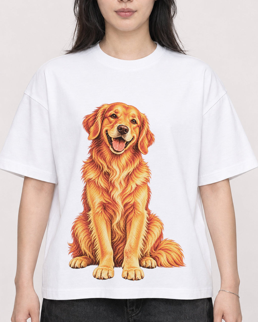 Mockup Boxy Heavyweight Tee White female close-up 13