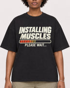 Mockup Boxy Heavyweight Tee Black female close-up 14