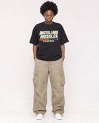 Mockup Boxy Heavyweight Tee Black female full-body 14