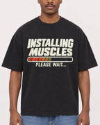 Mockup Boxy Heavyweight Tee Black male close-up 14