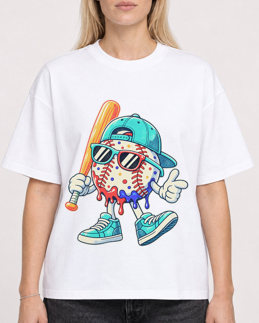 Mockup Boxy Heavyweight Tee White female close-up 08